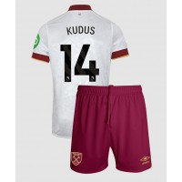 Camisa de Futebol West Ham United Mohammed Kudus #14 Equipamento Alternativo Infantil 2024-25 Manga Curta (+ Calças curtas)